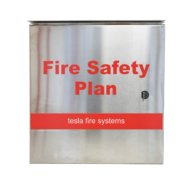 Stainless Steel Fire Safety Plan Box - Tesla Fire Systems